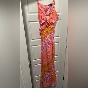 Boohoo Porcelain Strappy Frill Detail Maxi Dress